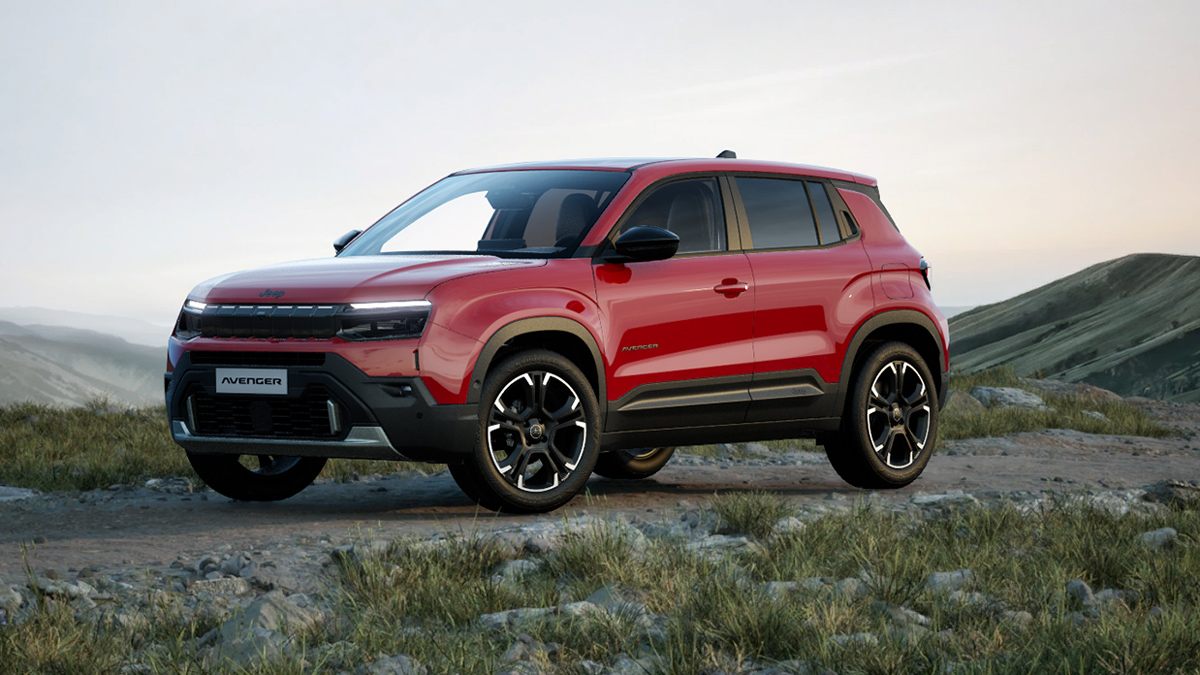 jeep Avnger-rød set fra siden